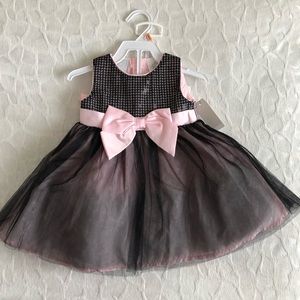 NWT Koala 12m pink/black bow dress +diaper cover